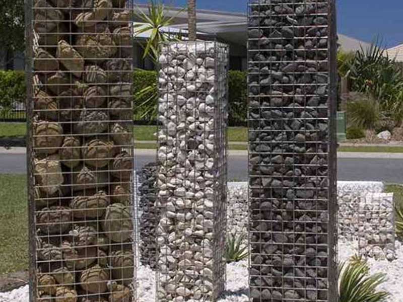 Gabion basket landscaping.