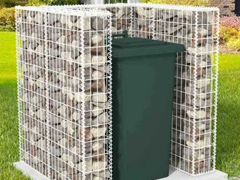 gabion basket rubbish bin.