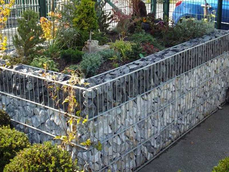 garden gabion basket bed.