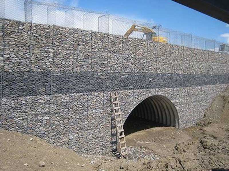 Woven gabion for bridge build